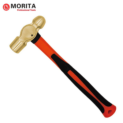 Non sparking brass ball pein hammer with fiberglass handle, Non-Magnetic, Die-Forge, Corrosion Resistant