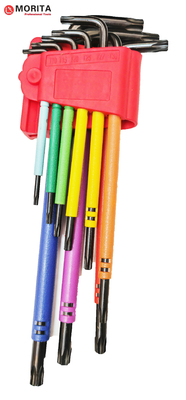 Screwdriver and socket set Multi Colour Torx End Allen Key 9 Pce CR-V Steel T10-T50 Wrapped Colour Plastics