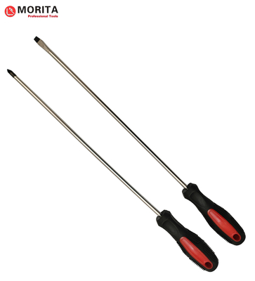 Long Reach Screwdrivers 2 Pack Pozidriv And Flat Head Magnetic Tips Ergonomic Handles 300mm