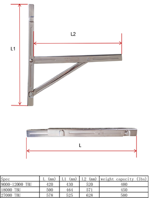 Split Air Conditioner Mounting Bracket Heavy Duty Wall Mounting Universal AC Bracket With Hardware
