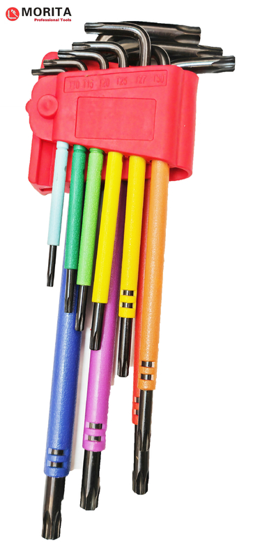 Screwdriver and socket set Multi Colour Torx End Allen Key 9 Pce CR-V Steel T10-T50 Wrapped Colour Plastics