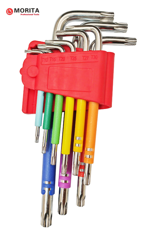Screwdriver and socket set Multi Colour Torx End Allen Key 9 Pce CR-V Steel T10-T50 Wrapped Colour Plastics