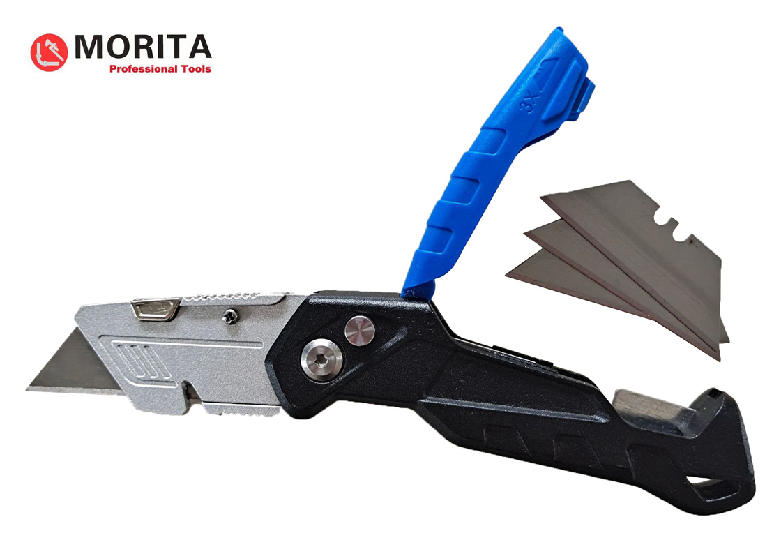 Folding LockBack Utility Knife Al Alloy &amp; ABS &amp; TPR 100*18mm Professional Lock Back Utility KnifeSK5 Alloy Steel Blade